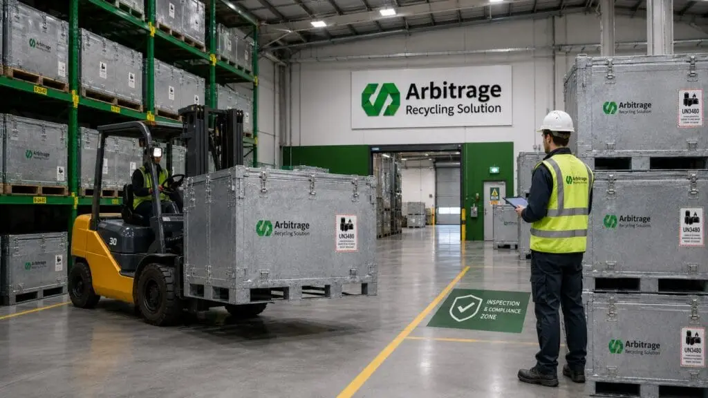 Wareneingang und Sortierung gewerblicher Batterie- und Recyclingbestände